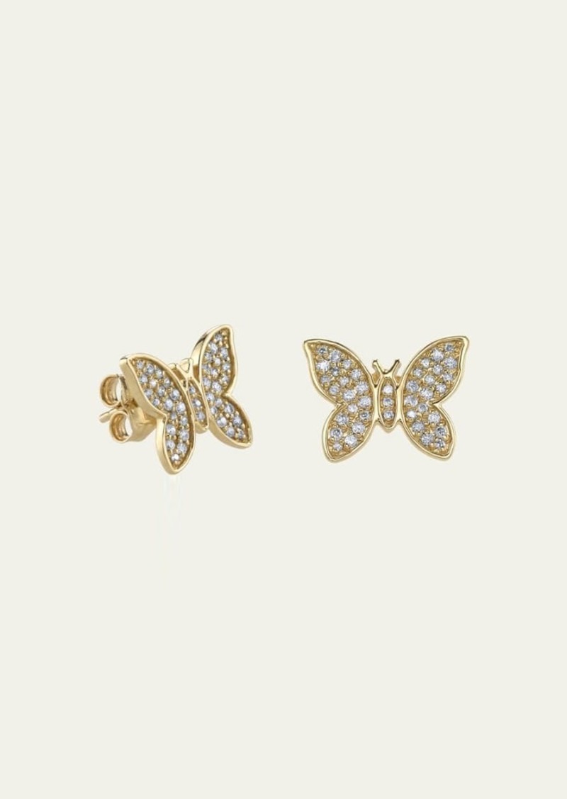 Sydney Evan 14K Gold Diamond Pave Butterfly Single Stud Earrings