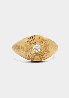 Sydney Evan 14K Gold Round Diamond Fluted Signet Ring