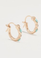 Sydney Evan 14k Turquoise Diamond Bezel Huggie Hoop Earrings