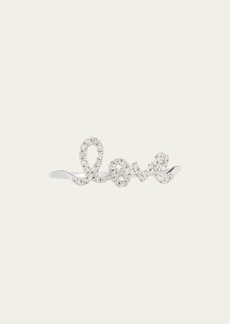 Sydney Evan 14k White Gold Diamond Love Script Ring  Size 6.5