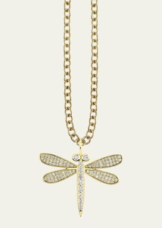 Sydney Evan 14K Yellow Gold Large Dragonfly Charm Necklace with Diamonds