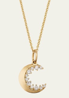 Sydney Evan 14K Yellow Gold Small Cocktail Diamond Crescent Moon Charm Necklace