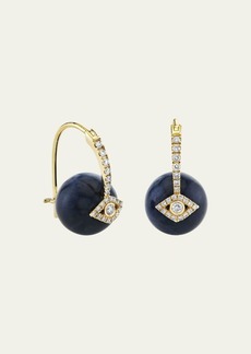 Sydney Evan 14K Yellow Gold Smooth Round Blue Sapphire Cocktail Earrings with Diamonds