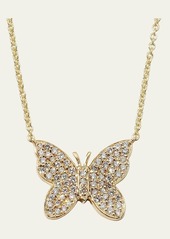 Sydney Evan Pave Diamond Butterfly Pendant Necklace
