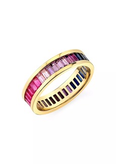 Sydney Evan Under The Sea 14K Yellow Gold, Pink Sapphire & Amethyst Eternity Ring