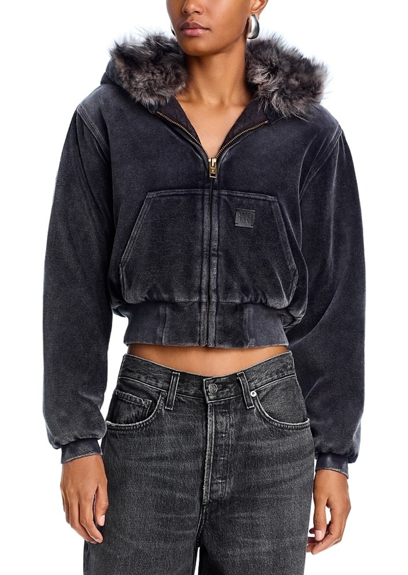 T by Alexander Wang alexanderwang. t Faux Fur Trim Cropped Hoodie