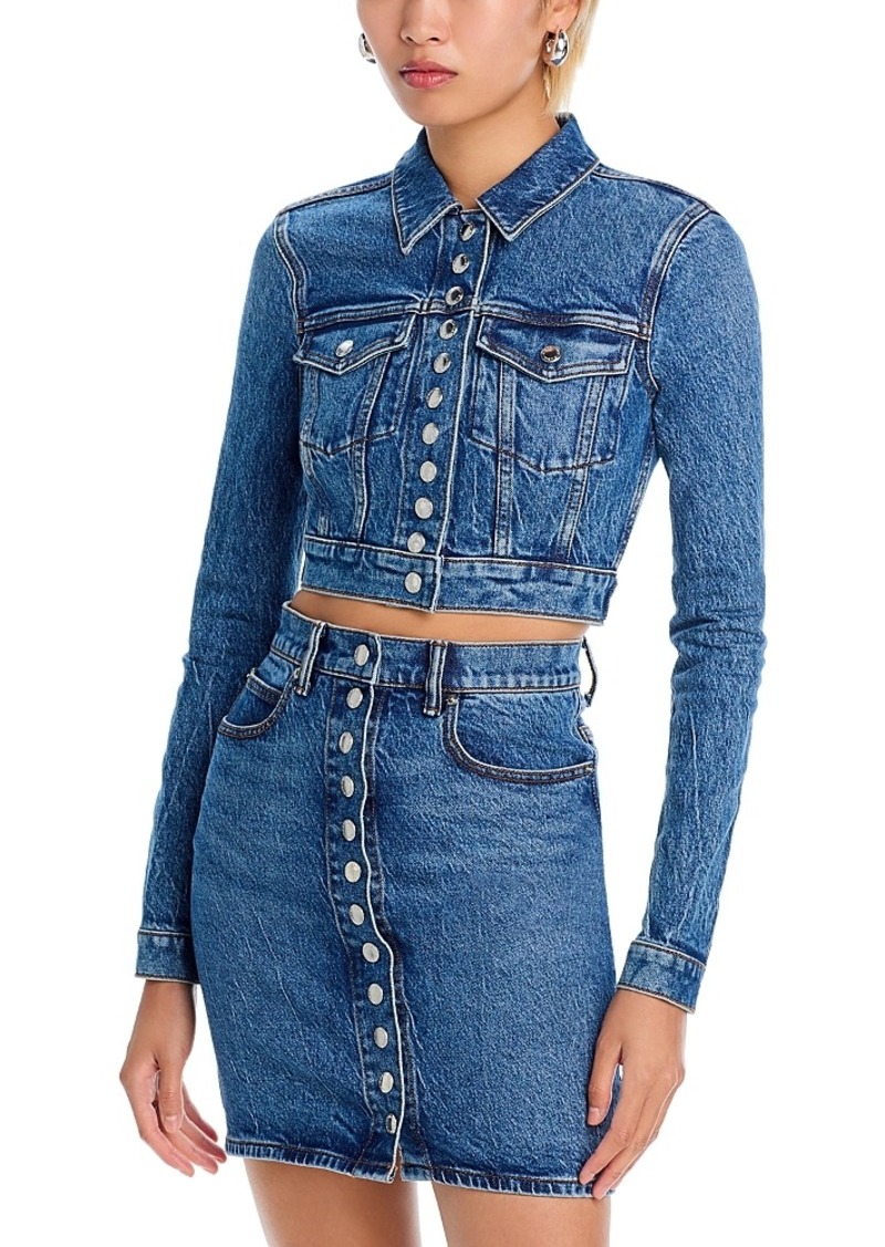 T by Alexander Wang alexanderwang. t Snap Front Shrunken Denim Trucker Jacket