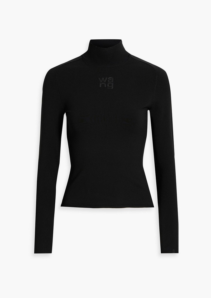 T by Alexander Wang alexanderwang.t - Appliquéd stretch-knit turtleneck top - Black - XS