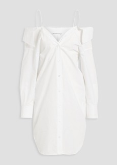 T by Alexander Wang alexanderwang.t - Cold-shoulder cotton-poplin mini shirt dress - White - US 0