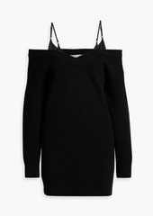 T by Alexander Wang alexanderwang.t - Cold-shoulder satin and ribbed cotton-blend mini dress - Black - XS