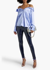 T by Alexander Wang alexanderwang.t - Cold-shoulder silk-satin top - Blue - M