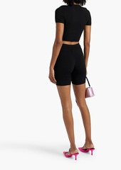 T by Alexander Wang alexanderwang.t - Cropped appliquéd pointelle-knit top - Black - XS