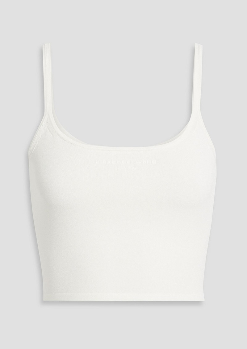 T by Alexander Wang alexanderwang.t - Cropped appliquéd stretch-knit tank - White - XS