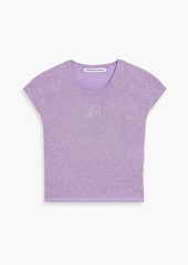 T by Alexander Wang alexanderwang.t - Cropped embossed metallic knitted top - Purple - XS