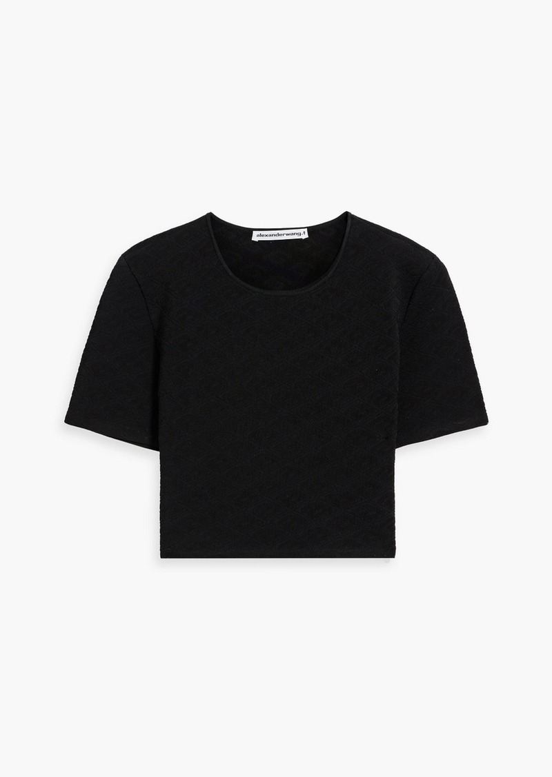 T by Alexander Wang alexanderwang.t - Cropped jacquard-knit top - Black - S