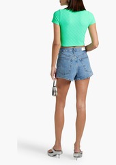 T by Alexander Wang alexanderwang.t - Cropped jacquard-knit top - Green - XXS