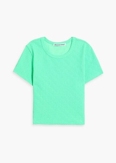 T by Alexander Wang alexanderwang.t - Cropped jacquard-knit top - Green - XXS