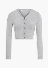 T by Alexander Wang alexanderwang.t - Cropped metallic stretch-knit cardigan - Metallic - S