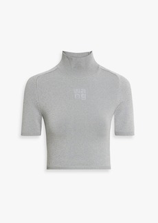 T by Alexander Wang alexanderwang.t - Cropped metallic stretch-knit turtleneck top - Gray - XS