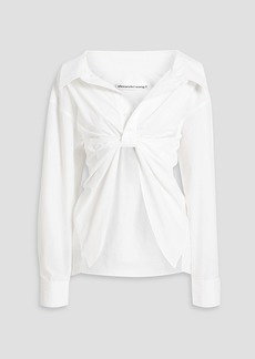 T by Alexander Wang alexanderwang.t - Asymmetric twist-front cotton-poplin shirt - White - S