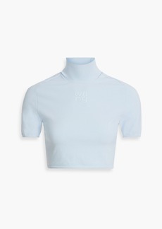 T by Alexander Wang alexanderwang.t - Cropped stretch-knit turtleneck top - Blue - XS