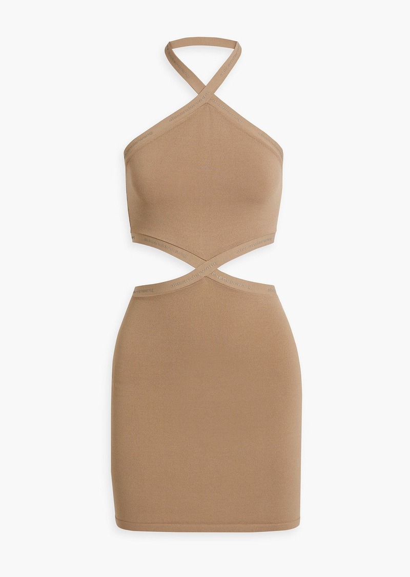 T by Alexander Wang alexanderwang.t - Cutout stretch-knit halterneck mini dress - Neutral - XS