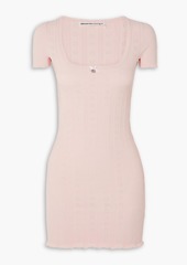 T by Alexander Wang alexanderwang.t - Embellished pointelle-knit mini dress - Pink - L