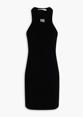 T by Alexander Wang alexanderwang.t - Layered jersey-paneled two-tone ribbed-knit mini dress - Black - L