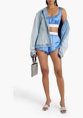 T by Alexander Wang alexanderwang.t - Negligee lace-trimmed silk-satin shorts - Blue - XS