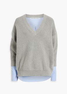 T by Alexander Wang alexanderwang.t - Oxford-paneled cotton-blend sweater - Gray - S