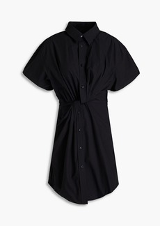 T by Alexander Wang alexanderwang.t - Twist-front cotton-poplin mini shirt dress - Black - US 0