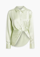 T by Alexander Wang alexanderwang.t - Asymmetric twist-front silk-satin shirt - Green - US 4