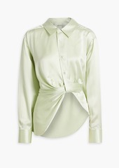 T by Alexander Wang alexanderwang.t - Asymmetric twist-front silk-satin shirt - Green - US 2