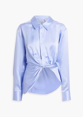 T by Alexander Wang alexanderwang.t - Asymmetric twist-front silk-satin shirt - Green - US 4