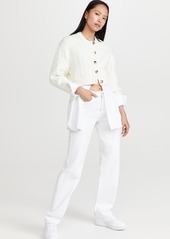 T by Alexander Wang alexanderwang.t Bi-Layer Cable Cardigan With Oxford Shirting