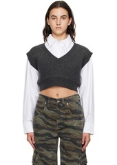 T by Alexander Wang alexanderwang.t Gray & White Layered Shirt