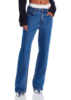T by Alexander Wang alexanderwang.t Loose High Rise Cotton Jeans in Deep Blue
