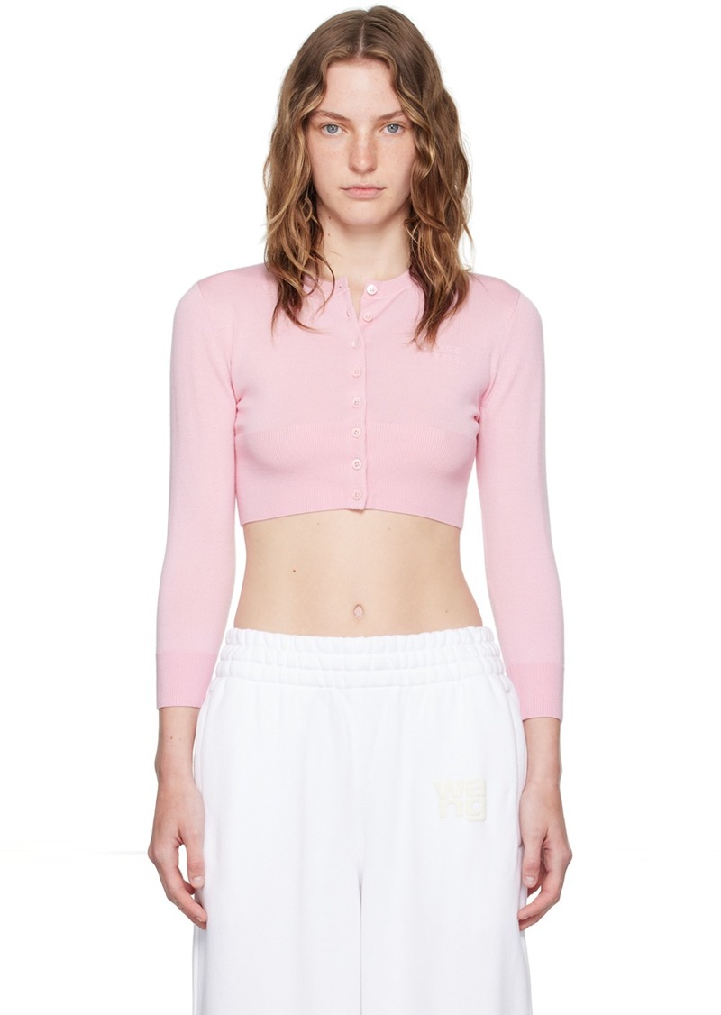 T by Alexander Wang alexanderwang. t Pink Embossed Logo Cardigan