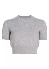 T by Alexander Wang Embossed Logo Cotton & Wool Crop Sweater