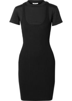 T by Alexander Wang Layered Ribbed Stretch-jersey Mini Dress