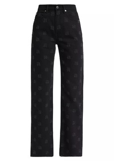 T by Alexander Wang Nappy-Logo Mid-Rise Relaxed-Fit Straight-Leg Jeans
