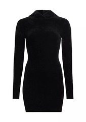 T by Alexander Wang Stretch Velour Hooded Minidress