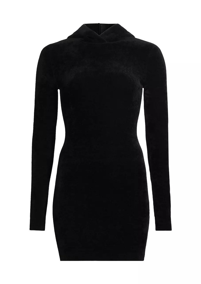 T by Alexander Wang Stretch Velour Hooded Minidress