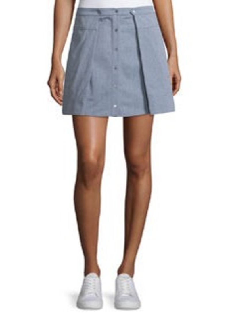T by Alexander Wang Oxford Cotton Pleated Mini Skirt