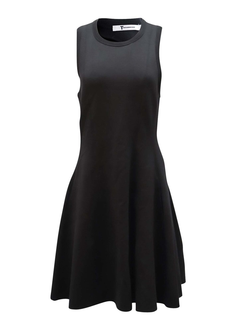 T by Alexander Wang Fit and Flare Dress in Black Rayon