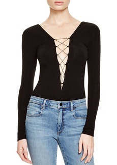 T by Alexander Wang Lace-Up Long Sleeve Bodysuit 