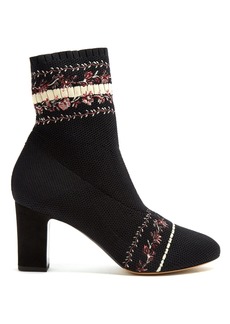 Tabitha Simmons Anna floral-embroidery sock ankle boot
