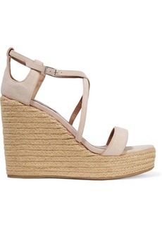 Tabitha Simmons Jenny Flesh Kicksuede Wedge Sandals Shoes, Rose Gold