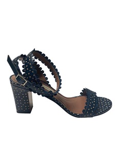 Tabitha Simmons Leticia Perforated Sandals in Blue Calfskin Leather