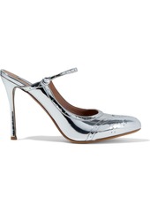 Tabitha Simmons Woman Alyce Perforated Mirrored-leather Mules Silver